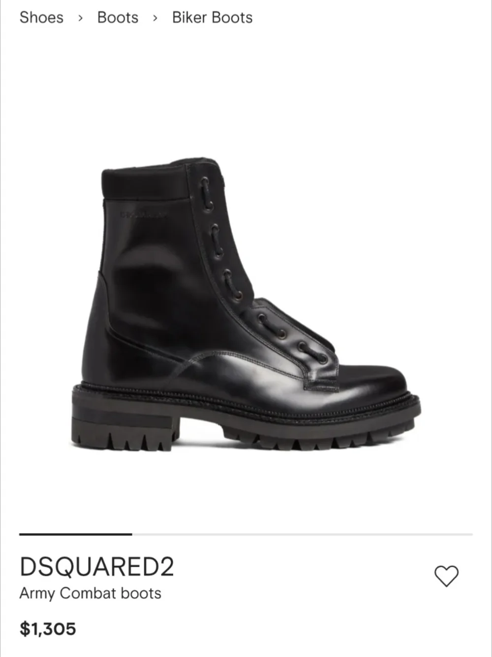 DSQUARED2 Black Leather Army Combat Boots EU43 Stiefel Made In Italy
